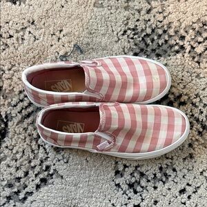 Vans Kids Pink and White Checkered Slip-On Sneakers